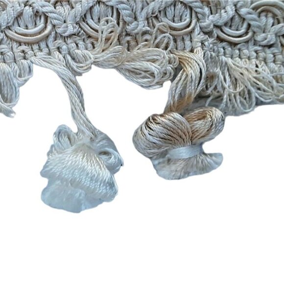 Brocade Tassel Trim Beige Fringe Edging Craft 41 inch  Vintage Wrapped tassels - Picture 6 of 6